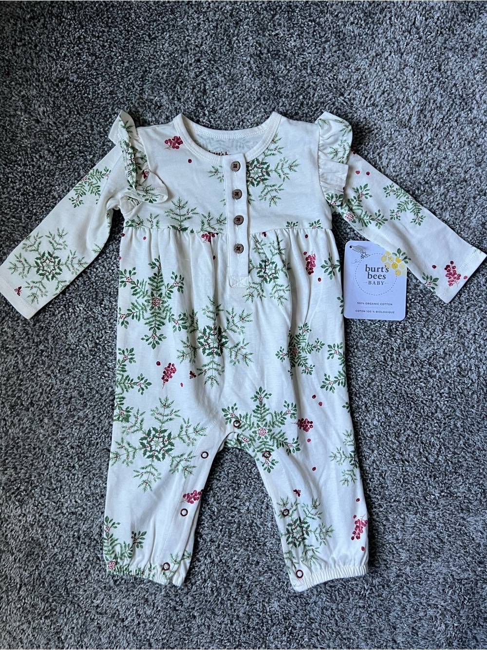 Burt's Bees Holiday Snowflake Organic Cotton One-Piece